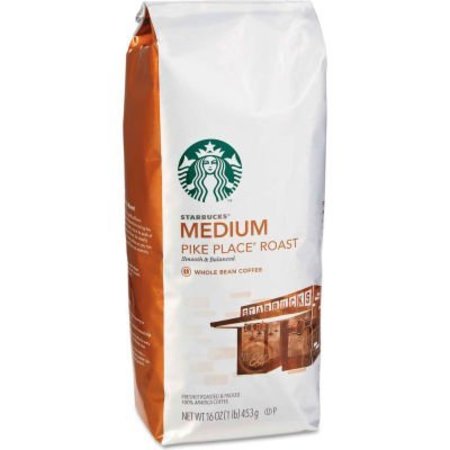 STARBUCKS COFFEE CO Starbucks Whole Bean Coffee, Pike Place Roast, 1 lb Bag 11017854